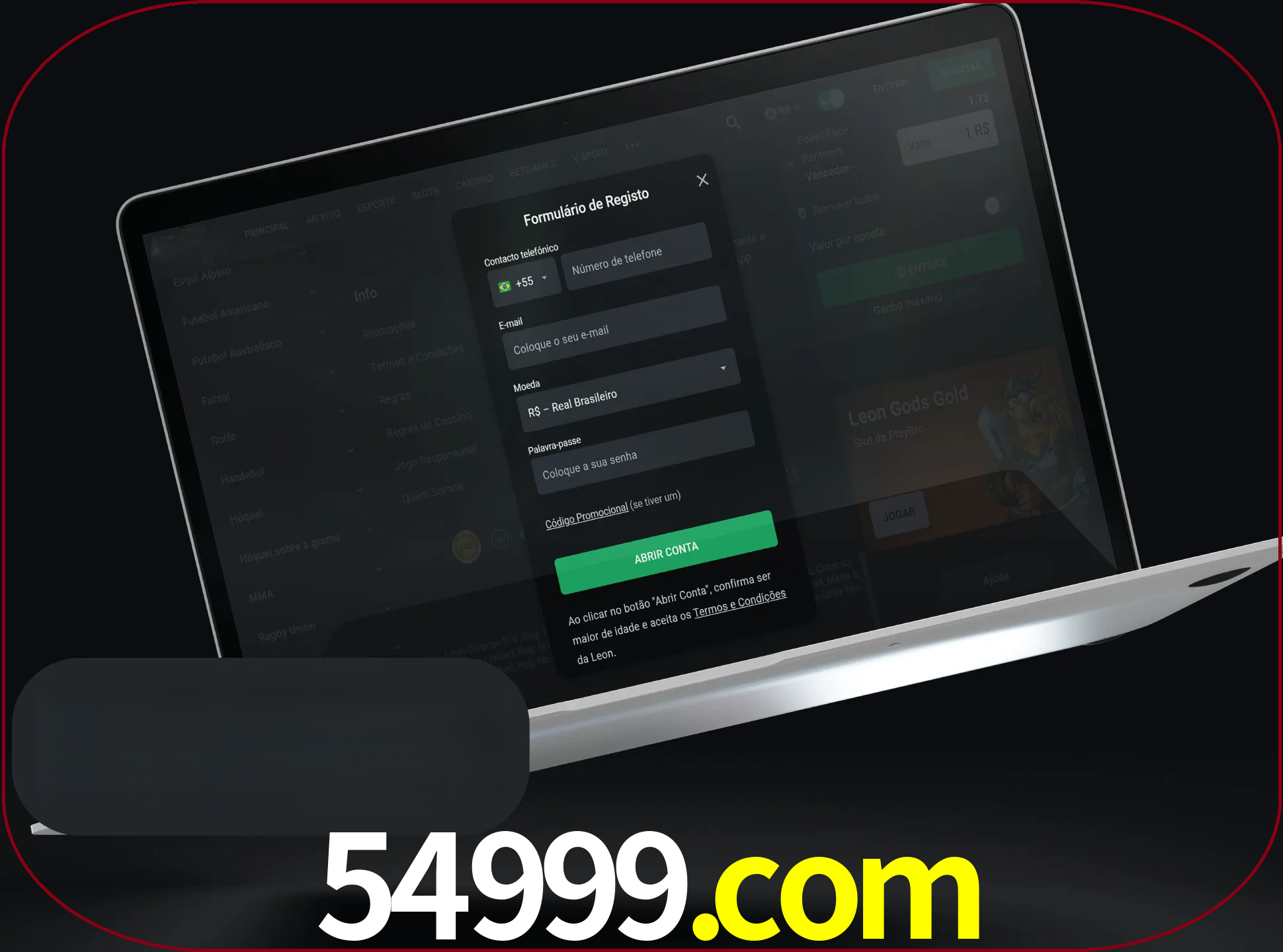 Abra o site da LeonBet e crie sua própria conta.