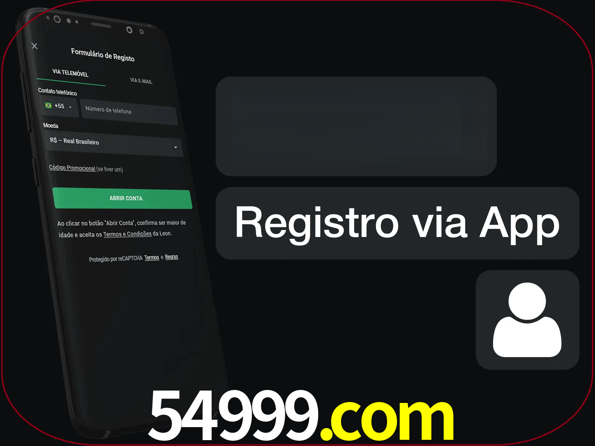 Registre-se com duas etapas usando o aplicativo.