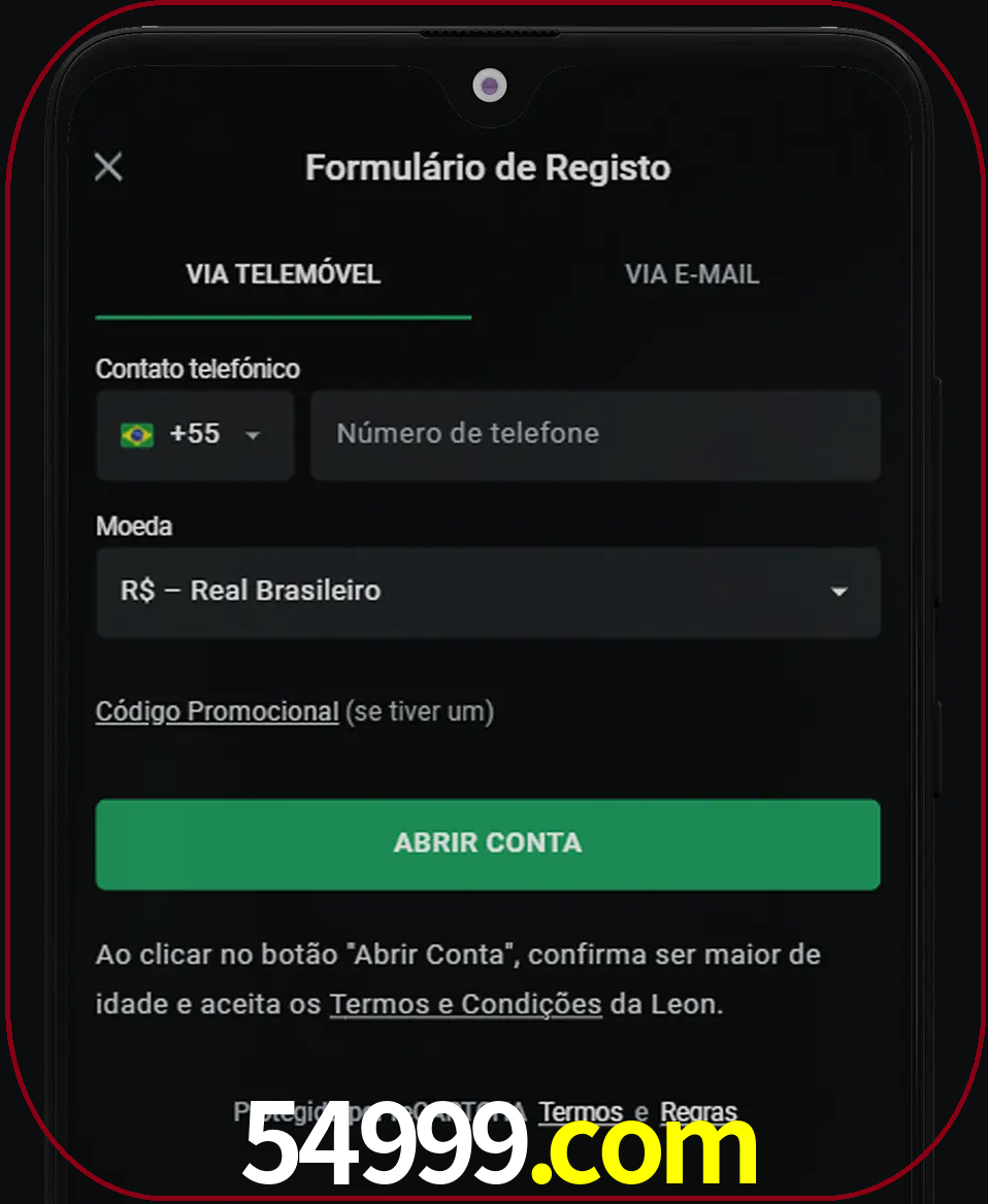 Abra o aplicativo e inicie o processo de registro.